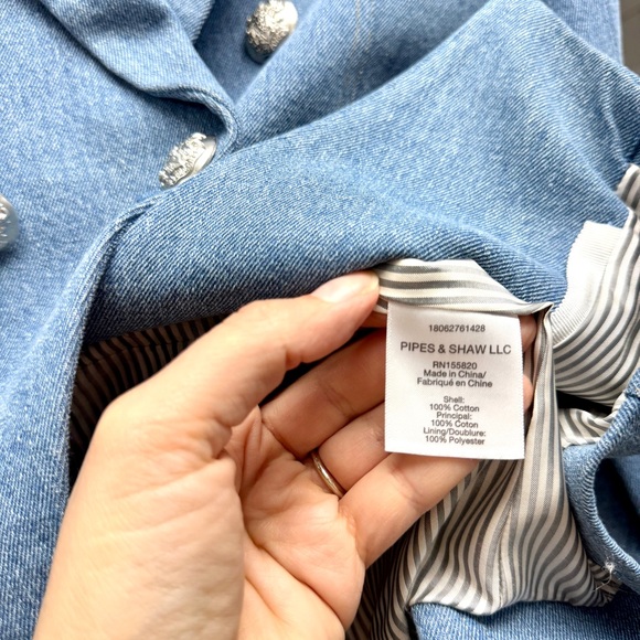 Veronica Beard Miller Dickey Jacket Light Blue Denim Blazer with Silver Buttons - Picture 12 of 14